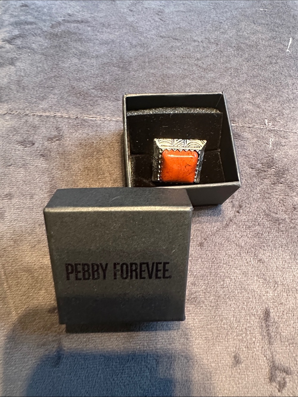 Pebby Forevee Silver-Tone Engraved Ring BRAND NEW